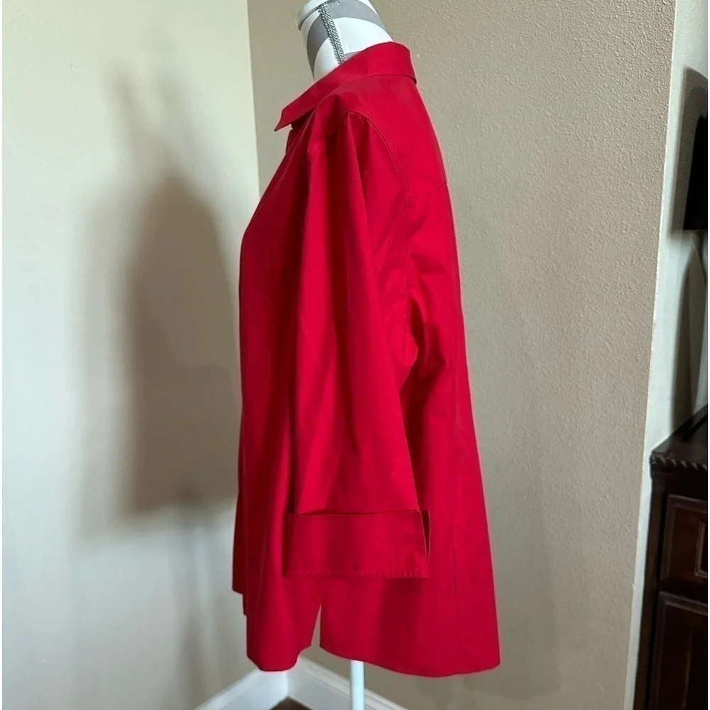 INVESTMENTS Taylor Gold Label Red Non-Iron 3/4 Sleeve Button Front Shirt, NWT! - Picture 2 of 9
